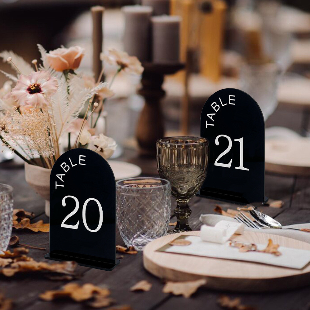 Customized Gold Acrylic Elegant Letterpress Printed Table Numbers Wedding Decoration Holders Restaurant Bag Party