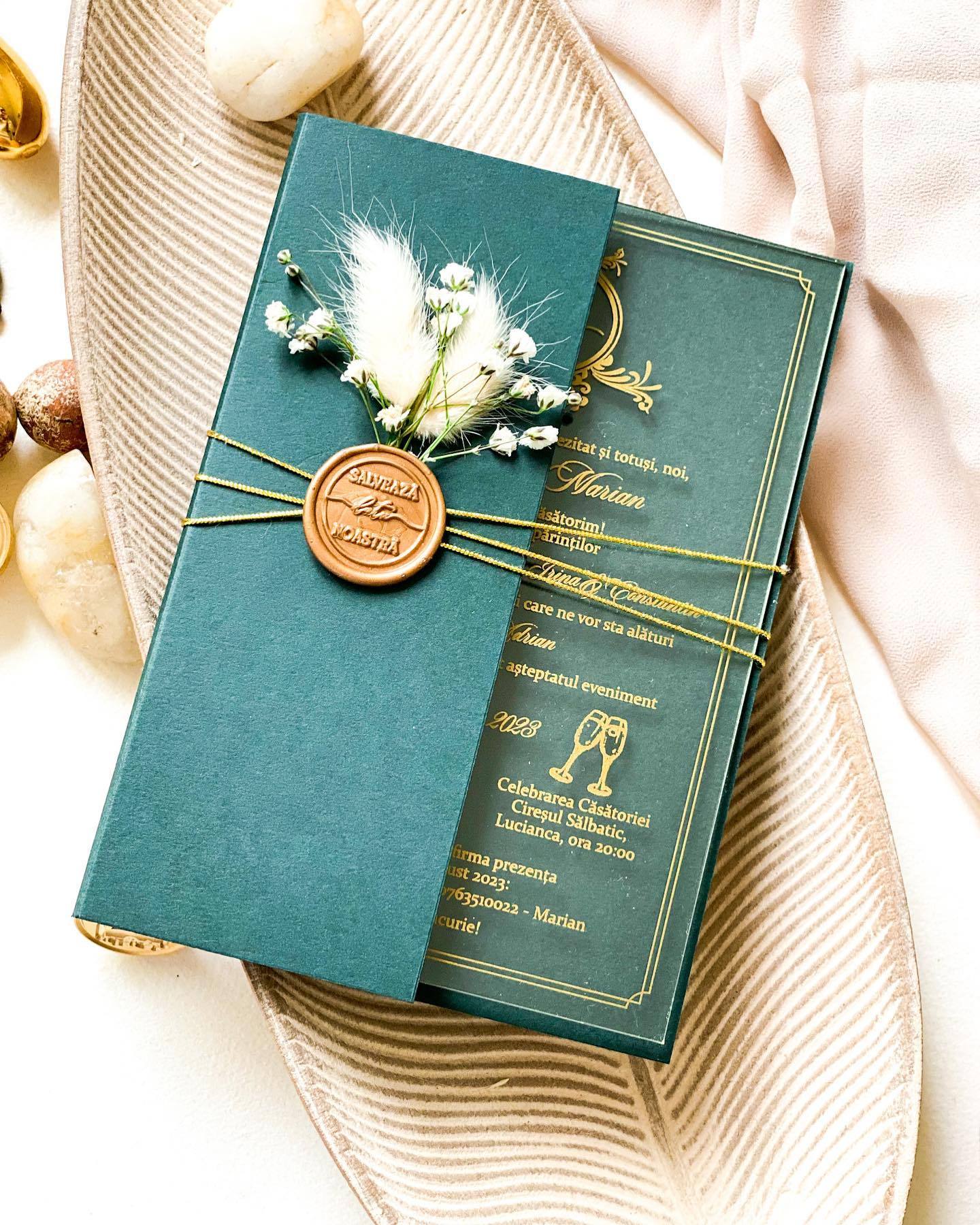 Custom Greenery Wedding Party Event Card Wedding Acrylic Invitation Cards Personalized Wedding Invitations With Wax Seal