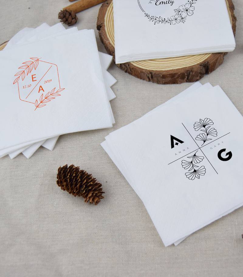 Custom Napkins with Printed Logo Beverage Napkin Cocktail Napkins for Bar Restaurant Wedding Banquet Birthday Party