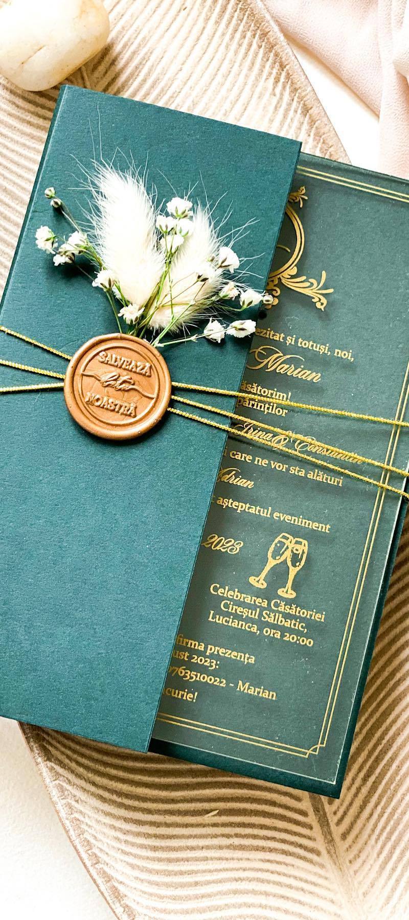 Custom Greenery Wedding Party Event Card Wedding Acrylic Invitation Cards Personalized Wedding Invitations With Wax Seal