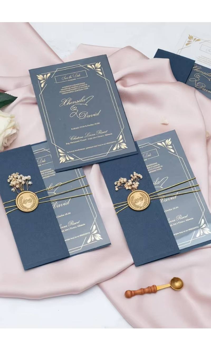 Personalized Clear or Frost Minimalist Invitation Set Design Acrylic Wedding Invitation Card With Envelope and Wax Seal